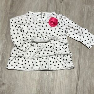 4/$20 Polka Dot Long Sleeve Baby Top with Pink Flower